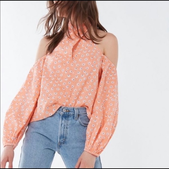 NWOT Urban Outfitters size Small Josie halter top cotton cold shoulder - Picture 7 of 9